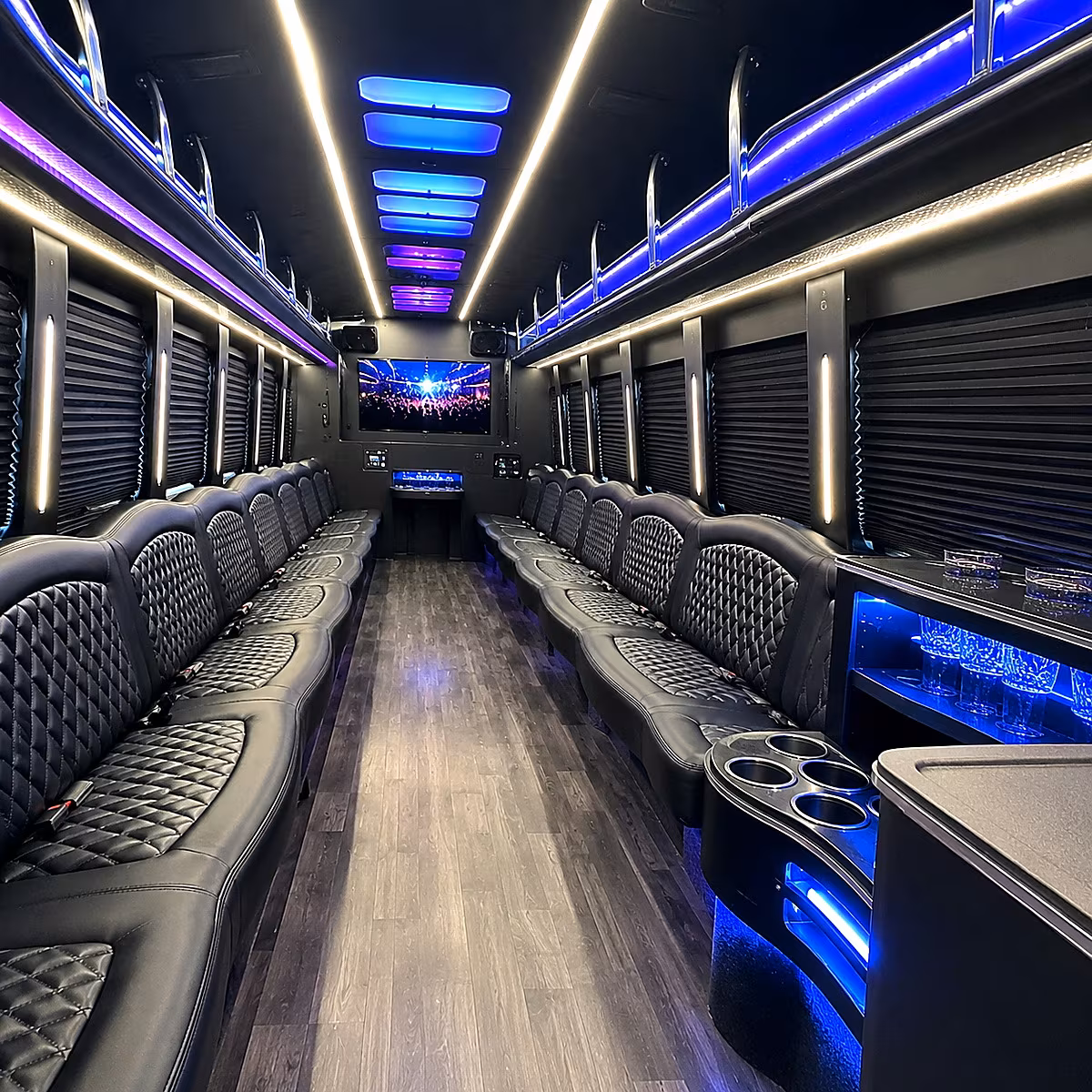 Amarillo amarillo winery tour pub crawl party bus rental party bus interior