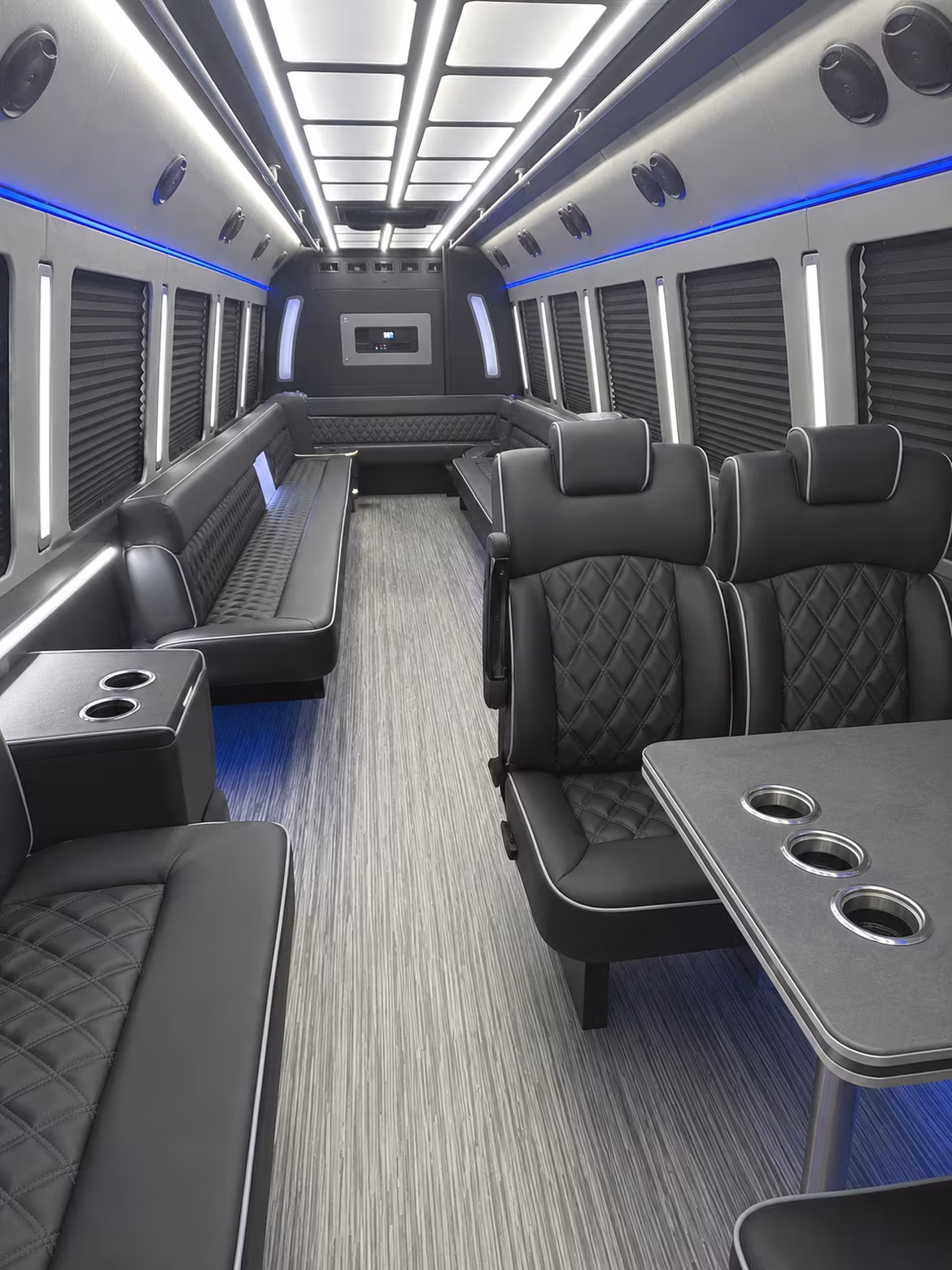 White party bus exterior