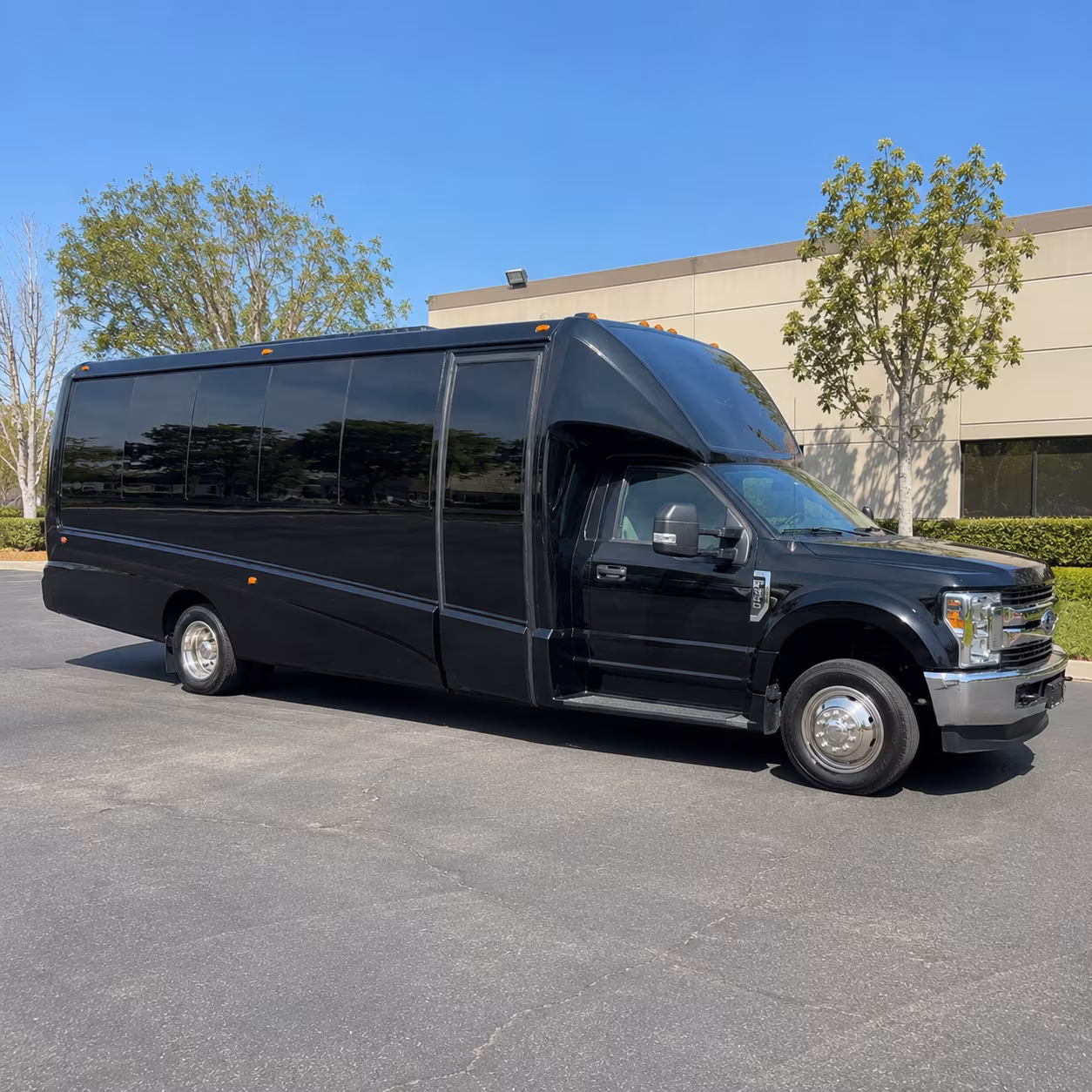 White party bus exterior
