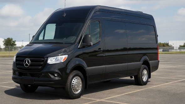 Exterior of Charter Bus Company Colorado Springs's 14 Passenger Sprinter Limousine in Colorado Springs