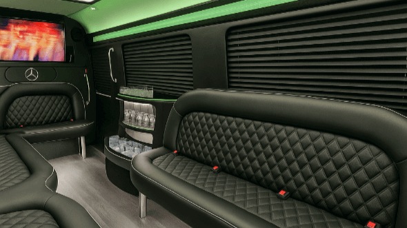 Interior of Charter Bus Company Albuquerque's 14 Passenger Sprinter Limousine in Albuquerque