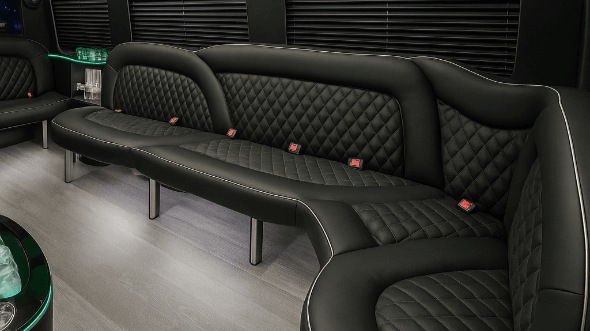 Interior of Amarillo Party Bus Company's 14 Passenger Sprinter Limousine in Amarillo