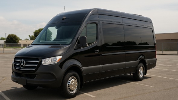 Exterior of Charter Bus Company Wichita's 14 Passenger Sprinter Limousine in Wichita