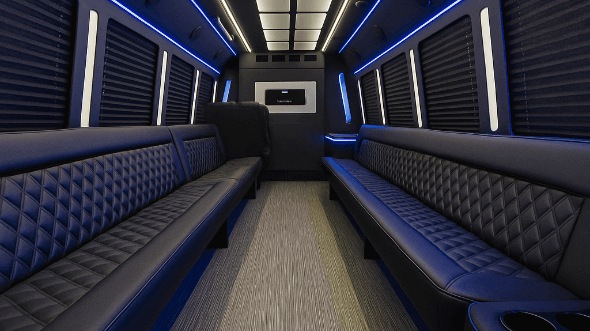 Interior of Charter Bus Company Colorado Springs's 20 Passenger Party Bus in Colorado Springs