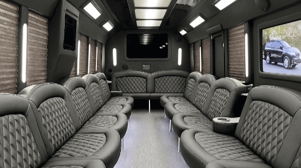 Interior of Charter Bus Company Norman's 20 Passenger Party Bus in Norman