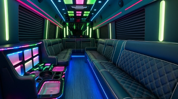 Interior of Charter Bus Company Pueblo's 20 Passenger Party Bus in Pueblo