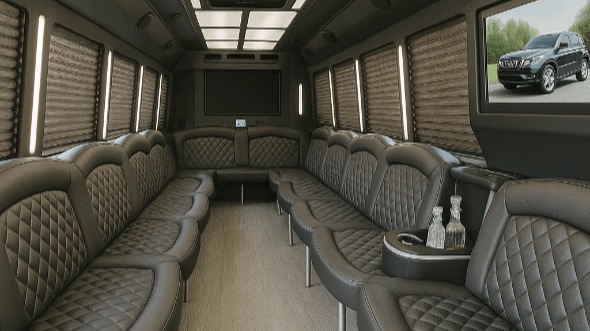 Interior of Charter Bus Company Santa Fe's 25 Passenger Party Bus in Santa Fe