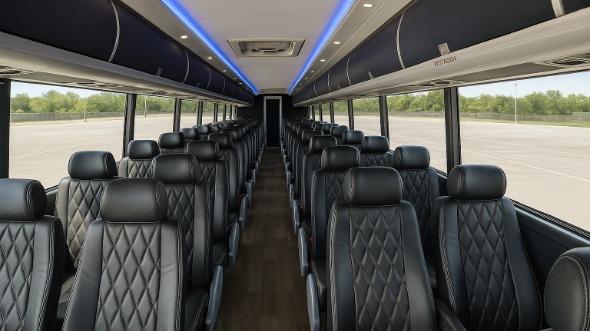 Interior of Charter Bus Company Amarillo's 45 Passenger Charter Bus in Amarillo