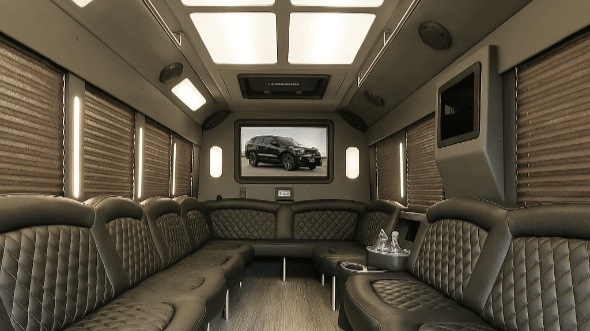 Interior of Charter Bus Company Lubbock's 50 Passenger Party Bus in Lubbock