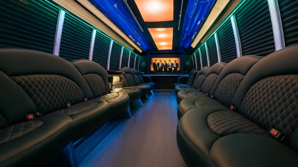 Interior of Charter Bus Company Wichita's 50 Passenger Party Bus in Wichita
